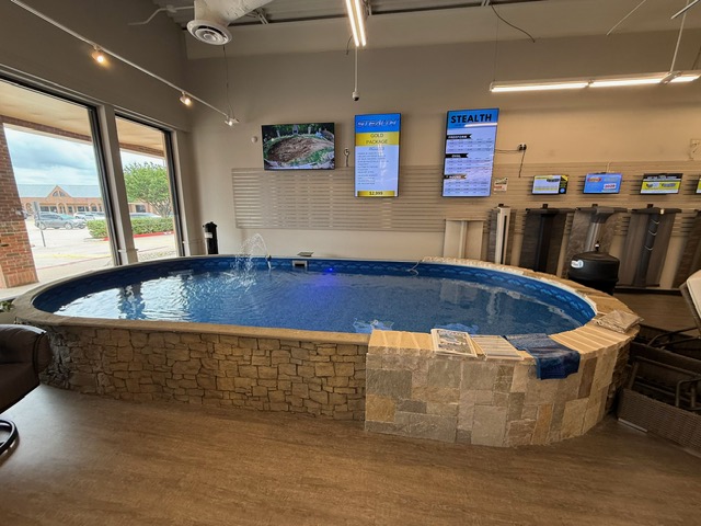 Pool display at the Fort Worth showroom