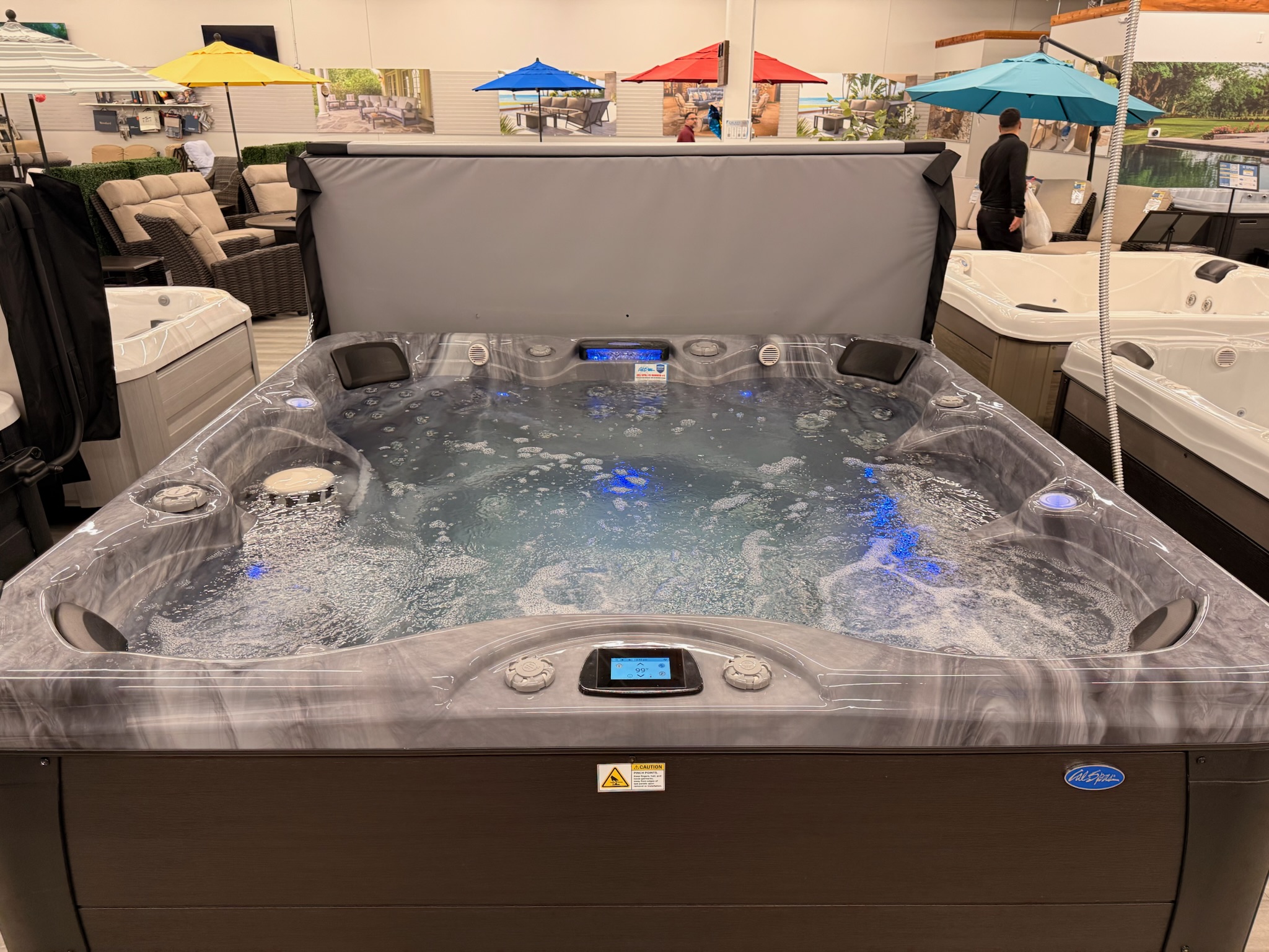 Hot tub running at our Prosper, TX showroom