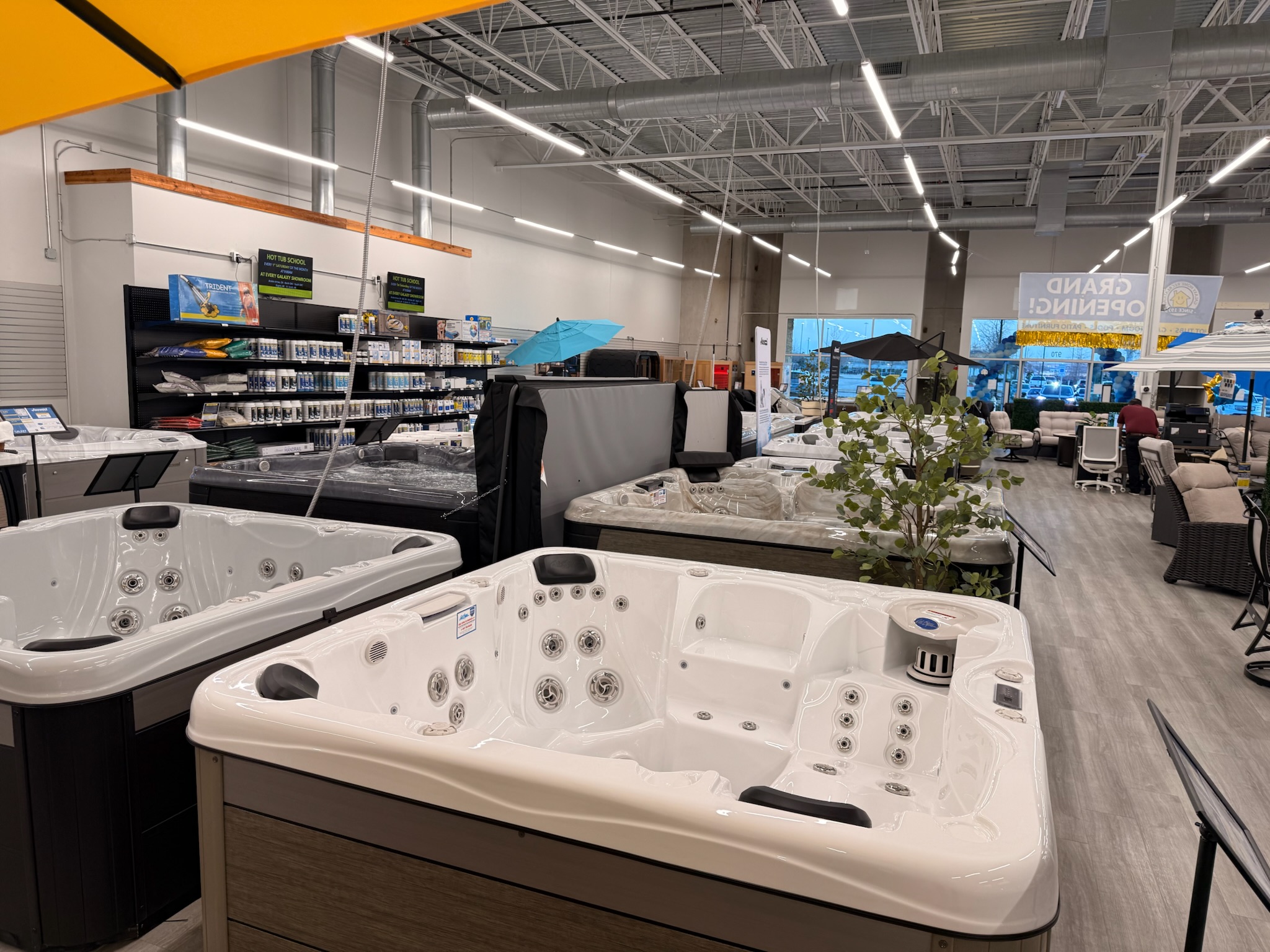 Swim spa running at our Prosper, TX showroom